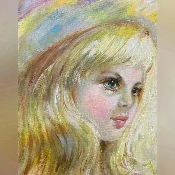 Original Handmade painting By Roy Austin Blonde girl with Flowers - Picture 3 of 12